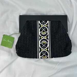 Vera Bradley Black and White Clutch with Yellow Accents